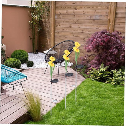 Totority Solar Narcissus Flower Led Lights Outdoor Solar Garden Path Lights Energy-Saving for Landscape