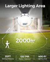 Large Clip on Solar Lights Outdoor, 208 LEDs 1000Lum Bright Solar Security Light with Motion Sensor, 3 Ways -Mount | Lumora