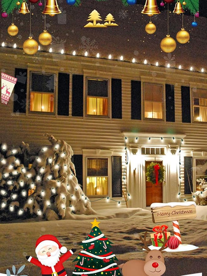 C9 Christmas Lights, 25FT Christmas C9 String Lights with 26 Frosted White Bulbs, Hanging Christmas Decoration Light for Outdoor Patio Party Garden Yard-Green Wire