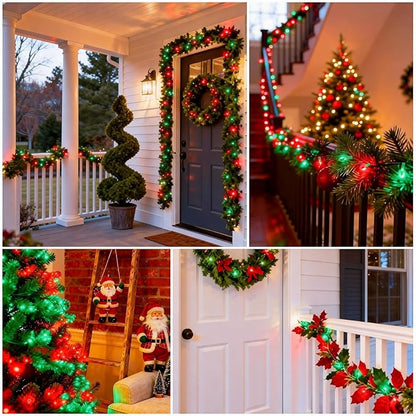 LED Valentines Day Lights (Red & Green - Steady, 25FT), Mini LED Christmas String Lights, Waterproof Fairy Lights for Outdoor Indoor Holiday Party Patios Wedding Halloween Xmas Decor