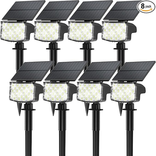 8 Pack Solar Spot Lights Outdoor, Waterproof IP65 Adjustable, 3 Lighting Modes Solar Powered Landscape Spotlights for Yard Garden Pathway(Cool White)