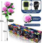Solar Flower Lights Outdoor - Upgraded New Material Two Modes Realistic LED Solar Powered Waterproof Lights with 5 | Lumora