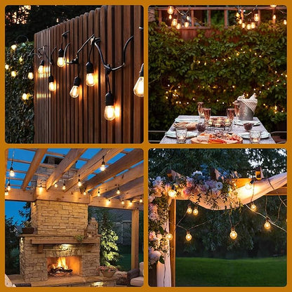 Waterproof Outdoor String Lights - 12Ft Commercial Grade Patio Lights Heavy Duty Light String Hanging Light Fixture with 11W S14 Bulbs for Deckyard Garden Porch Party Decor