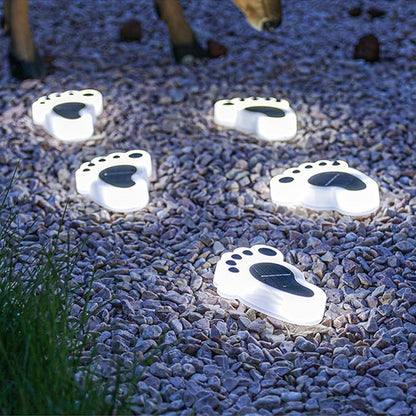 Led Footprint Solar Lights(Cold White), Waterproof Outdoor Gardent Lights, Lawn Landscape Path Lights