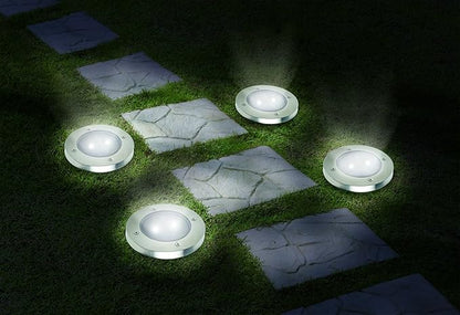 IdeaWorks All Weather Resistant, Rust Resistant, Stainless Steel In Ground Solar Stake Pathway and Garden Bed LED Lights, Pack of 4