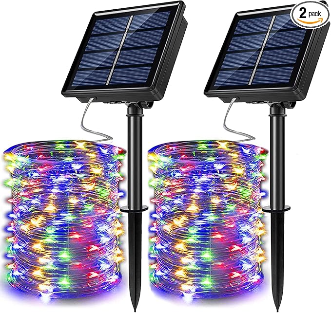 2 Pack Solar Powered Fairy String Lights Outdoor Waterproof 8 Modes Twinkle Christmas Decorations Lights, Each | Lumora