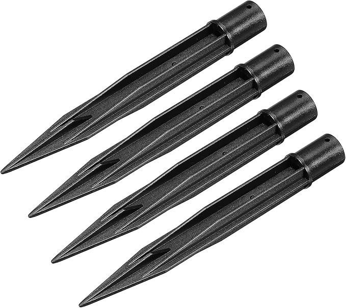 MECCANIXITY Solar Light Spikes,18x150mm Ground Stakes for Garden Pathway Landscape Lamps, ABS Plastic Black, Pack of 4