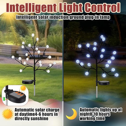 4 Pcs Outdoor Christmas Pathway Lights Decor Solar Christmas Stake Light Waterproof Outside Crystal LED Globe for Path Patio Garden Party Decor(White)
