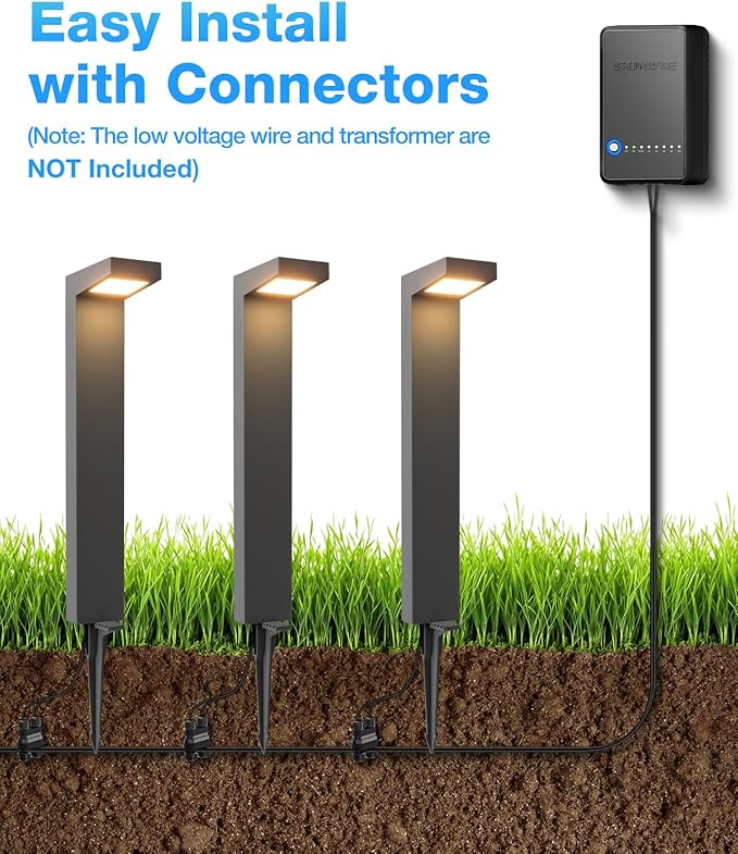SUNVIE Low Voltage Pathway Lights Wired 3000K 5W LED Outdoor Landscape Lighting with Connectors Cast-Aluminum | Lumora
