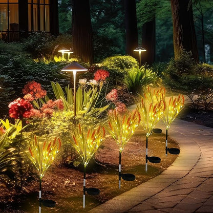 4 Pcs Thanksgiving Solar Lights Decorative Fall Outdoor Garden Autumn Solar Flowers Lights with 28 Realistic Wheat Ears Waterproof Decor for Yard Pathway Lawn Patio Garden Outdoor
