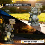 Solar Dragon Garden Statue with Lantern, Resin Outdoor Yard Decor Figurine, Waterproof Solar Powered Light for | Lumora