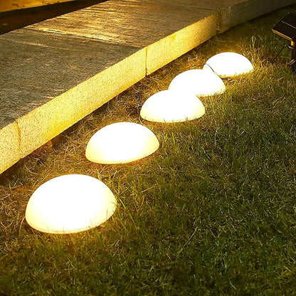 5 in 1 Solar Pathway Lights Outdoor, IP65 Waterproof Solar Pebble Lights Garden Hemisphere Stake Lights Solar Dome Lights for Garden, Patio, Pathway, Yard (Warm White)