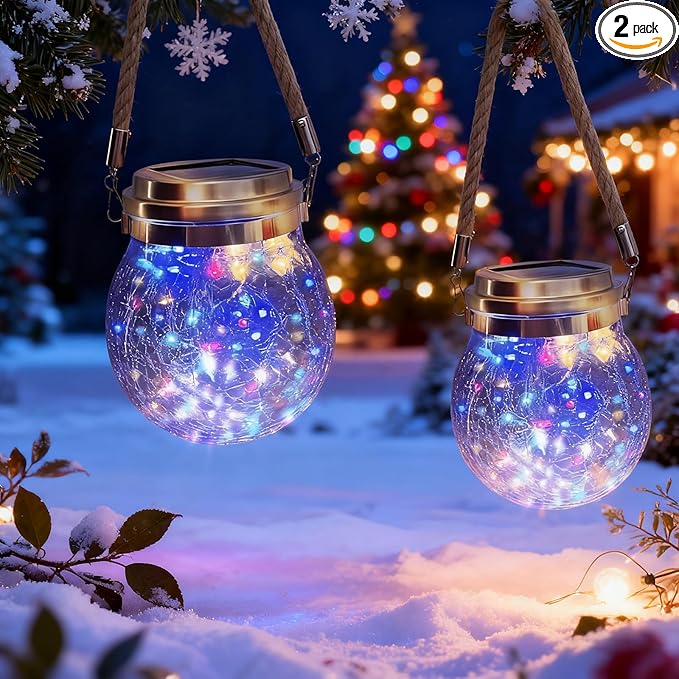 Hanging Outdoor Solar Lights,VGE 2 Pack 30LED Lanterns Decorative Outdoor Lights,Solar Powered Waterproof Landscape | Lumora