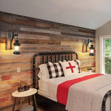Rustic Wall Light Fixtures Vintage Wall Sconces Sets of 2 Farmhouse Antique Wooden Wall Lamps with Clear Glass | Lumora