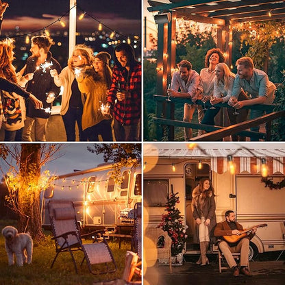 Flickering Flame String Lights,22Ft 20LED Lights for Outside,Plug in Garden Light for Halloween Christmas Indoor Outdoor Decor,Connectable Backyard Decorative Lights Cafe Bistro Patio