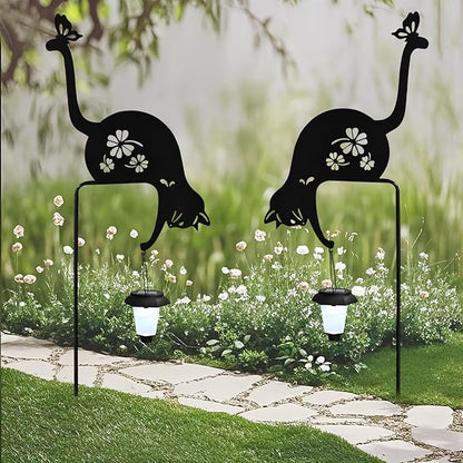Cat Solar Lights Outdoor Garden Decoration, Solar Cat Garden Statue, Outdoor Metal Decorative Garden Stakes for Lawn Yard Pathway Patio Gardening Gifts