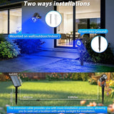 T-SUNUS Solar Spot Lights Blue Metal Outdoor Christmas Spotlights with 9.8ft Cable, IP65 Waterproof Separated Panel | Lumora