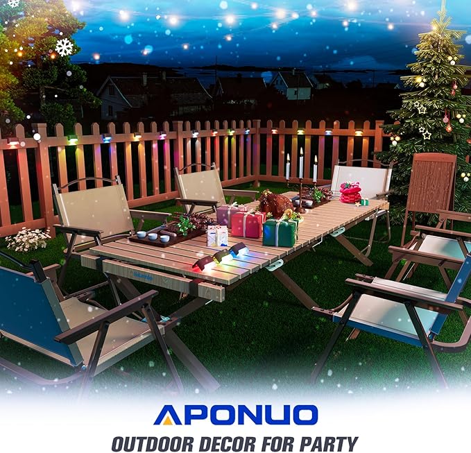 APONUO Solar Deck Lights 16 Pcs, Solar Step Lights Outdoor Waterproof RGB Fence Lamp for Steps,Backyard,Stairs and Railing