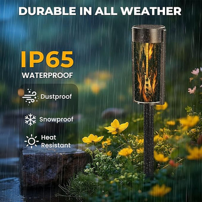 4 Pack Solar Pathway Lights Outdoor Waterproof Guitar City Beautiful Picture gitital Art Solar Garden Lights LED Landscape Lighting for Yard Walkway Lawn Garden Decor
