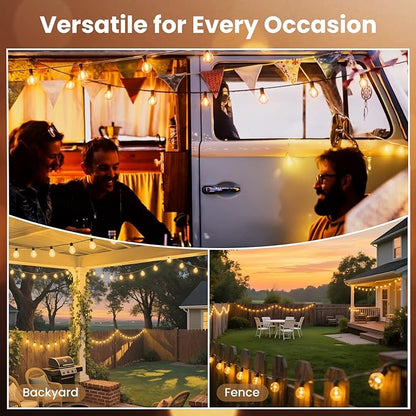 RTTY Dense-Glow Outdoor String Lights 180ft, G40 Led Patio Globe Lights with 93pcs Bulbs,Shatterproof Waterproof Connectable Hanging for Porch Cafe Bistro Backyard Gazebo Balcony Deck Party