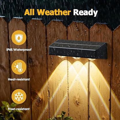NIORSUN Solar Fence Lights,12 Pack Solars Deck Light,RGB Color,Outdoor Bulb Waterproof Led IP65,Power Patio Lamp with Lenses for Outside/Backyard/Railing/Yard(Black)