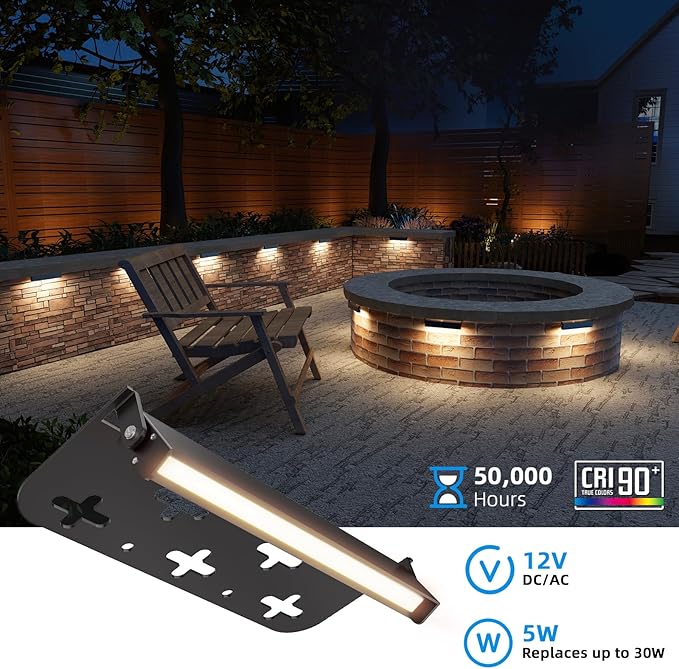 Teekuv 8 Pack 7 Inch Retaining Wall Lights, 5W LED Hardscape Lighting, 12V AC/DC Low Voltage Paver Lights Outdoor | Lumora
