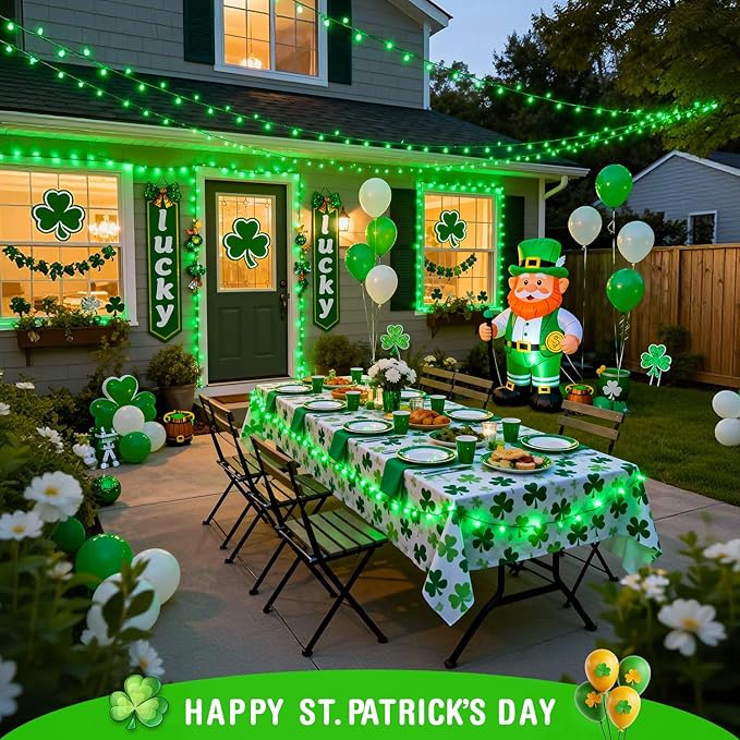 JMEXSUSS 500 LED Green Christmas Lights, 8 Modes St Patrick's Day Lights Outdoor Plug in, 173ft Green String Light for St Patrick's Day Party Xmas Tree Decorations