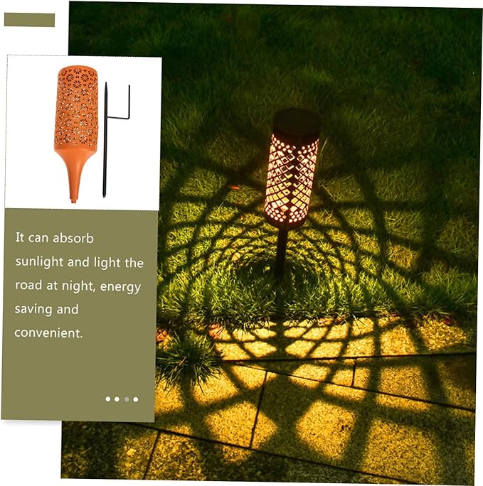 Solar Garden Path Lights Led Iron Chrysanthemum Design for Outdoor Decoration Energy-Saving Solar Powered Lighting for Walkways and Patios Bright Orange Color