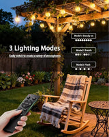 Outdoor Patio String Lights Waterproof with Remote, 50FT 18+1 G40 Edison LED Shatterproof Bulbs Hanging Outside | Lumora