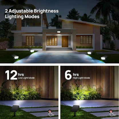 Consciot Solar Spot Lights Outdoor, 16 LEDs IP67 Waterproof Auto On/Off Landscape Spotlights, 2-in-1 Adjustable Wall Lights for Garden Yard Pathway, 6 Pack (Cool White)
