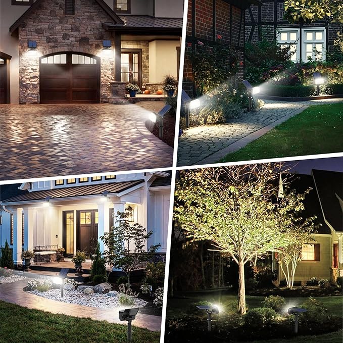 102 LED Solar Spot Lights Outdoor Waterproof IP65, Adjustable Landscape Spotlights, [2 Pack/4 Modes] Auto On/Off | Lumora