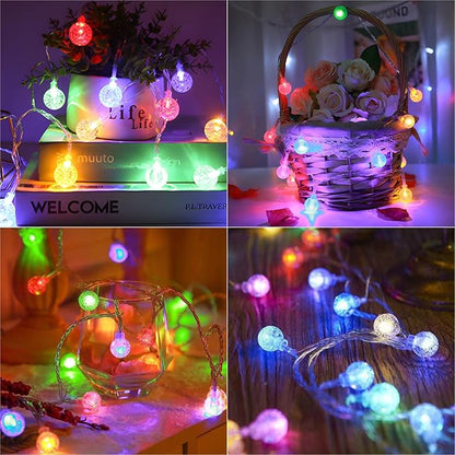 Metaku Outdoor String Lights Battery Operated 16.4ft 50LED Fairy Lights with Remote Waterproof Indoor Outdoor Hanging Globe Decorative Christmas for Patio Gazebo Bistro Garden Balcony