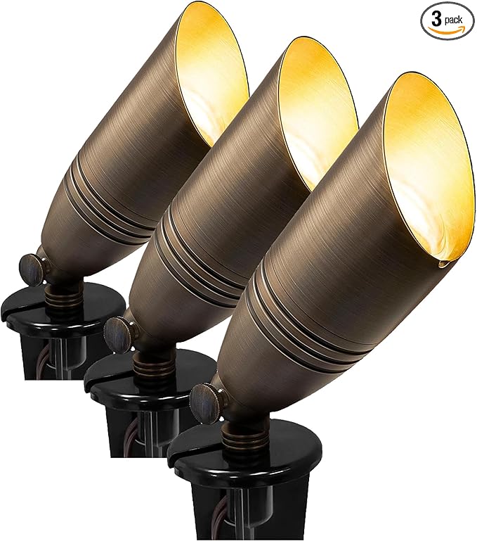 GKOLED UL Listed Solid Brass Landscape Spotlight, Low Voltage Outdoor Directional Uplight, with 5W MR16 LED Bulb & | Lumora