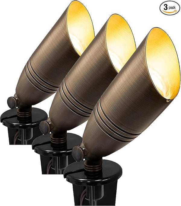GKOLED UL Listed Solid Brass Landscape Spotlight, Low Voltage Outdoor Directional Uplight, with 5W MR16 LED Bulb & | Lumora