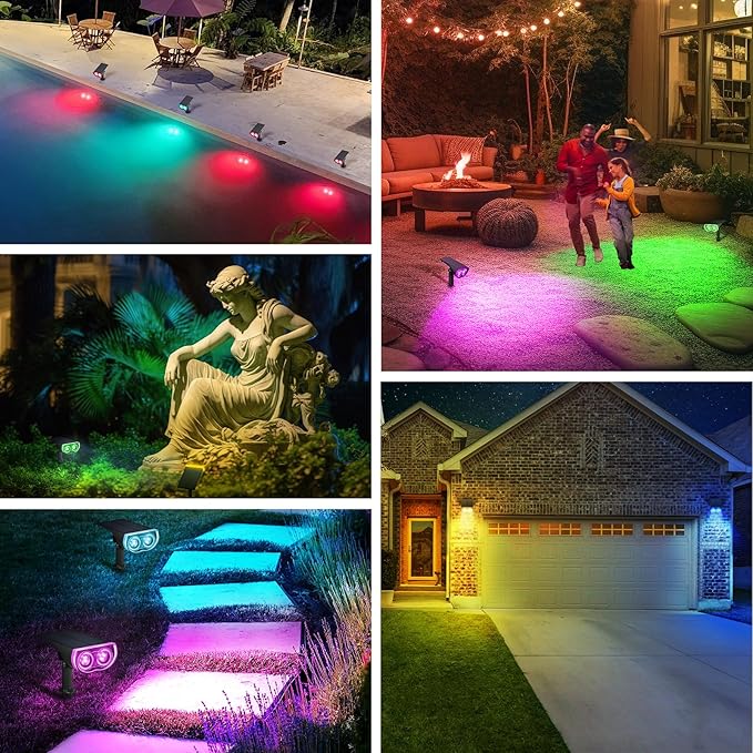 Linkind Solar Lights Outdoor StarRayS, Color Changing Solar Spot Lights, IP67 Waterproof Solar Spotlights for | Lumora