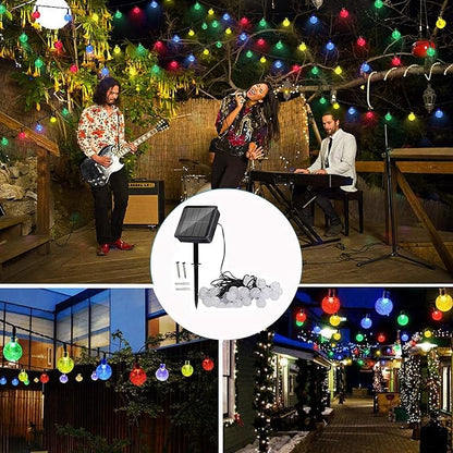 Solar Powered Crystal Ball Lights - 8 Modes, 7M/24Ft, 50 LED, Waterproof for Outdoor Patio, Garden, Yard & Wedding Decoration (Multi-color)