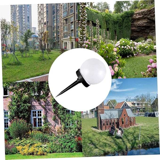 4pcs Solar Garden Light White Ball Shaped Solar Pathway Lights for Outdoor Use Easy to Install Lawn Lamps with Warm for Driveway Patio and Landscape