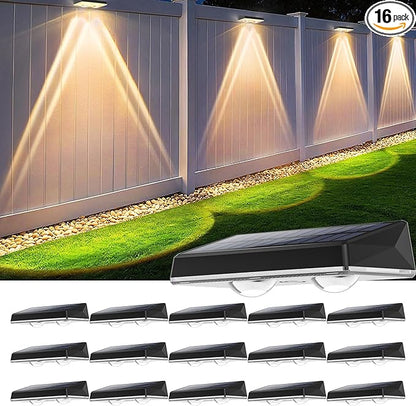 Solar Fence Lights Outdoor, 16-Pack 120LM Fence Lights Solar Powered, IP67 Waterproof Dusk to Dawn Auto On/Off 12+ Hours for Outside/Backyard/Wall/Step/Patio/Deck/Pool (Warm White & RGB 7 Colors)