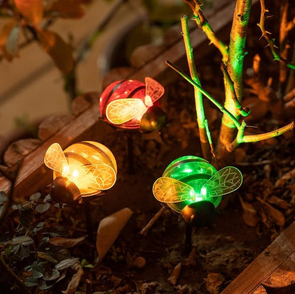Solar Lights for Outside 3 Pack Solar Garden Bee Stakes Outdoor Lights for Yard Patio Decor