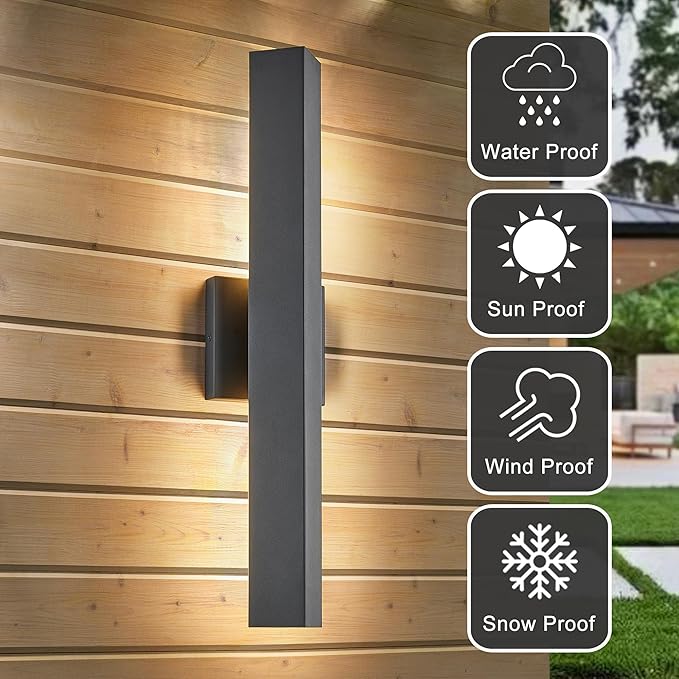 Modern Minimalist Outdoor Waterproof LED Wall Sconce with Built-in 20W LED Warm White Light Source, Fully Sealed V-Shaped Aluminum Cover, Can Be Mounted Outdoors or Indoors at Any Angle.