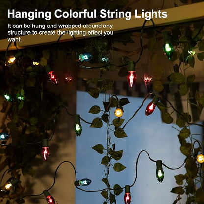 Christmas Lights Outdoor 20 Pathway Lights - 24.2ft Multicolor Walkway Light with Stakes, C9 Driveway Light for Outside Yard Garden, Extendable for Xmas Holiday Decorations, 20 Lights