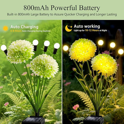 Solar Lights Outdoor Waterproof, 4 Pack Solar Firefly Swaying Lights with Flowers, Flower Light Garden Decor for Outside Yard Patio Thanksgiving for Women Grandma