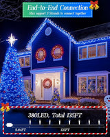125FT 380LED Blue Christmas Lights, Extra Long Outdoor String Lights Waterproof, Timer & Memory, 8 Modes Dimmable | Lumora