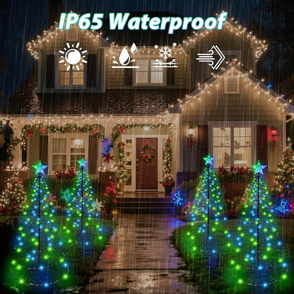 4 Pack Solar Spiral Christmas Tree Lights Outdoor, 32inch 270LEDs Christmas Pathway Light with 8 Modes, Auto On/Off, IP65 Waterproof, Timer & Memory Function for Yard Garden Christmas Decorations