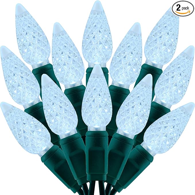 140 Cool White Strawberry One-Piece LED Christmas Lights, Pack of 2 Strands 70 Count 36 ft, High Waterproof UL | Lumora