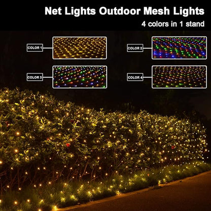 ZAIYW Dual Color Changing Net Lights 20Ft x13Ft 660 LED Christmas Net Light Outdoor Mesh Lights Green Wire Plug in with Timer Remote for Bushes Garden Wedding Xmas Decor (Warm White & Multicolor)
