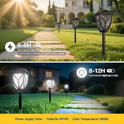 Ensenior Solar Lights Outdoor, 6500K LED Solar Garden Lights for Pathway Yard Patio Walkway Planter Walkway Landscape Lighting, IP65 Waterproof, Energy-Efficient Landscape Lighting, 12-Pack