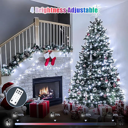 JMEXSUSS Christmas Lights, 600 LED 168FT Color Changing Christmas Tree Lights with Remote, 11 Modes, Timer, Waterproof, Clear Wire String Lights for Xmas Décor, White & Multicolor