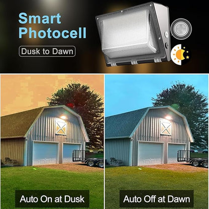 Lightdot 4Pack 200W LED Wall Pack Lights, 100-277v Dusk to Dawn Photocell | 30000Lm(150Lm/W) 5000K IP65 Outdoor Flood Lighting for Yard,Warehouse,Factory,Building,Garage, ETL(Height:15~30ft)