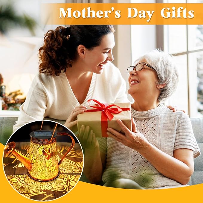 Solar Watering Can Lights, Hummingbird Gifts for Women Mom Grandma Birthday, Waterproof Outdoor Multicolor Garden | Lumora